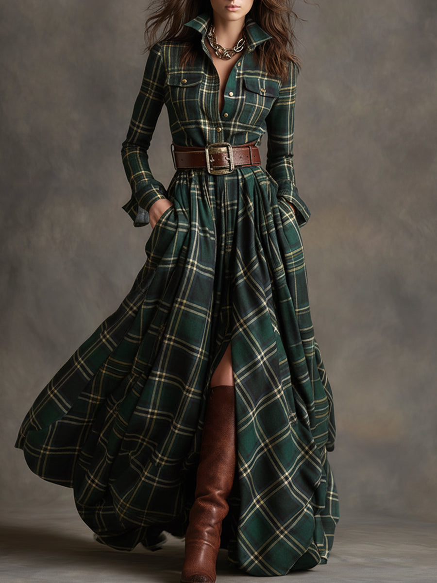 Harper™ | Maxi Checked Shirt Dress