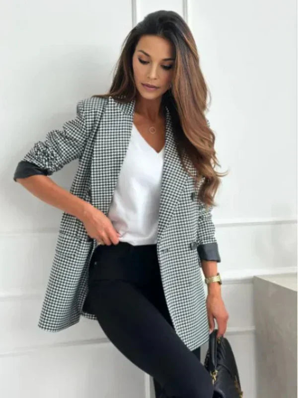 ELISE | HOUNDSTOOTH DOUBLE-BREASTED BLAZER