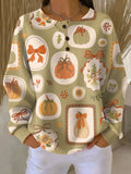 Vicki | Autumn Sweater with Bows and Pumpkins