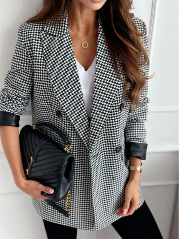 ELISE | HOUNDSTOOTH DOUBLE-BREASTED BLAZER