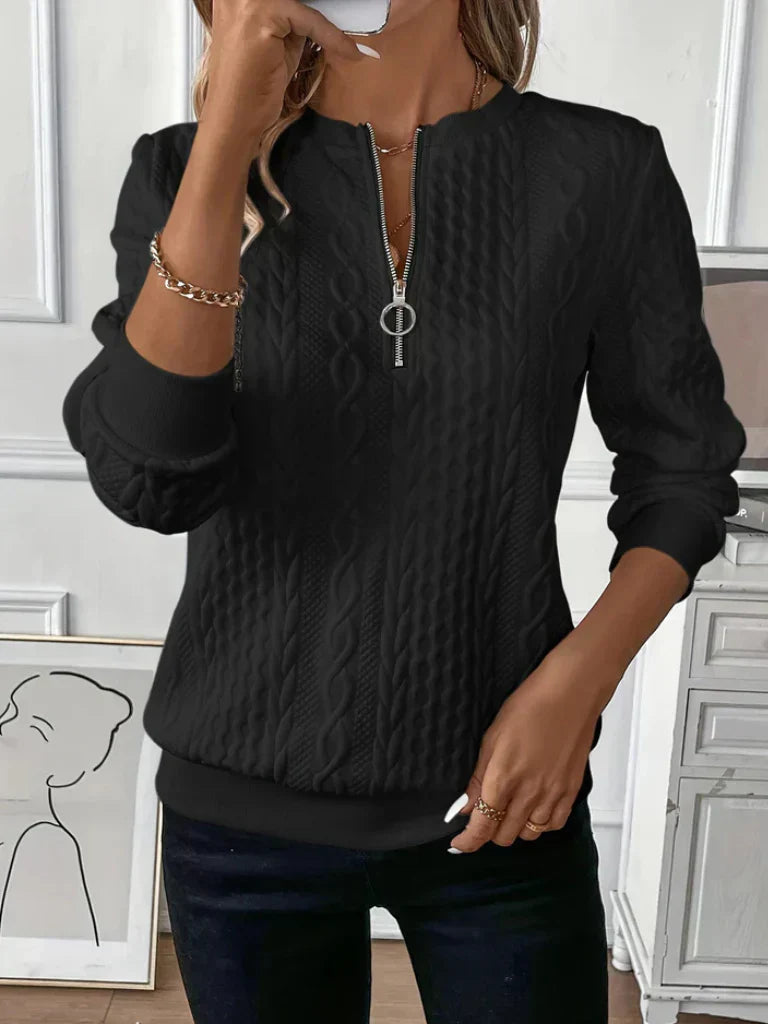 Thalienne | Cable Knit Zip Sweater