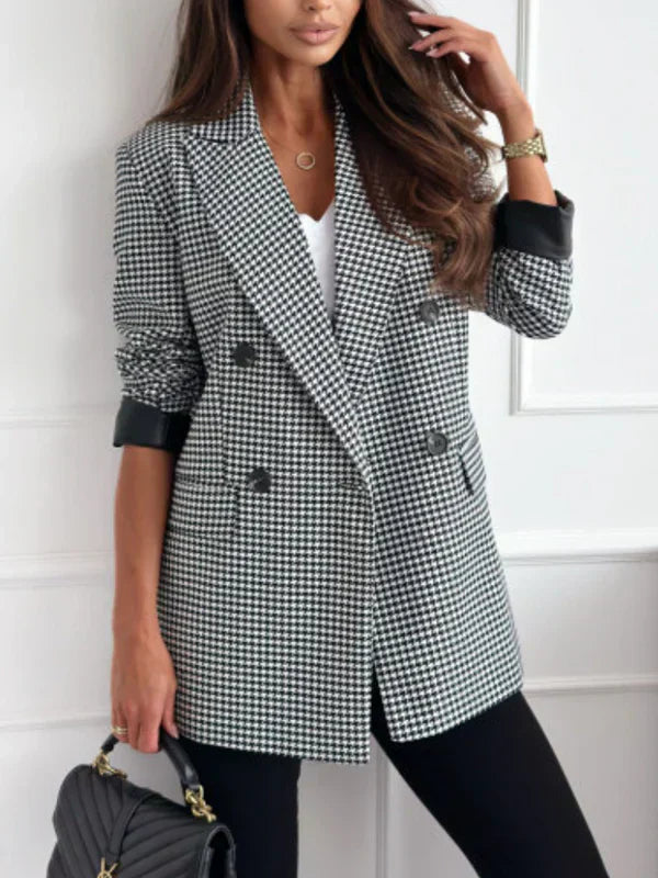 ELISE | HOUNDSTOOTH DOUBLE-BREASTED BLAZER