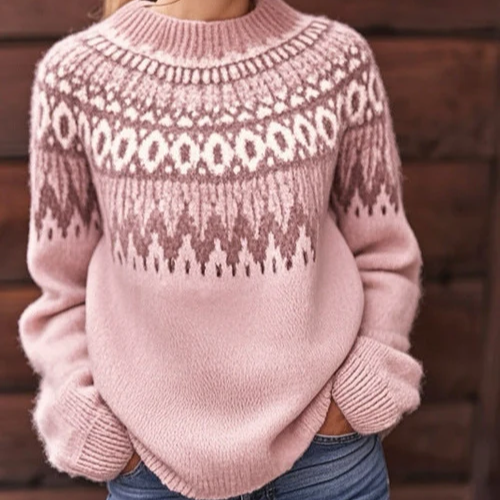 Livia – Soft winter sweater with refined shoulder pattern