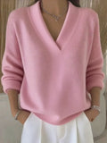 Faye | Soft Pink V-Neck Sweater in Relaxed Fit