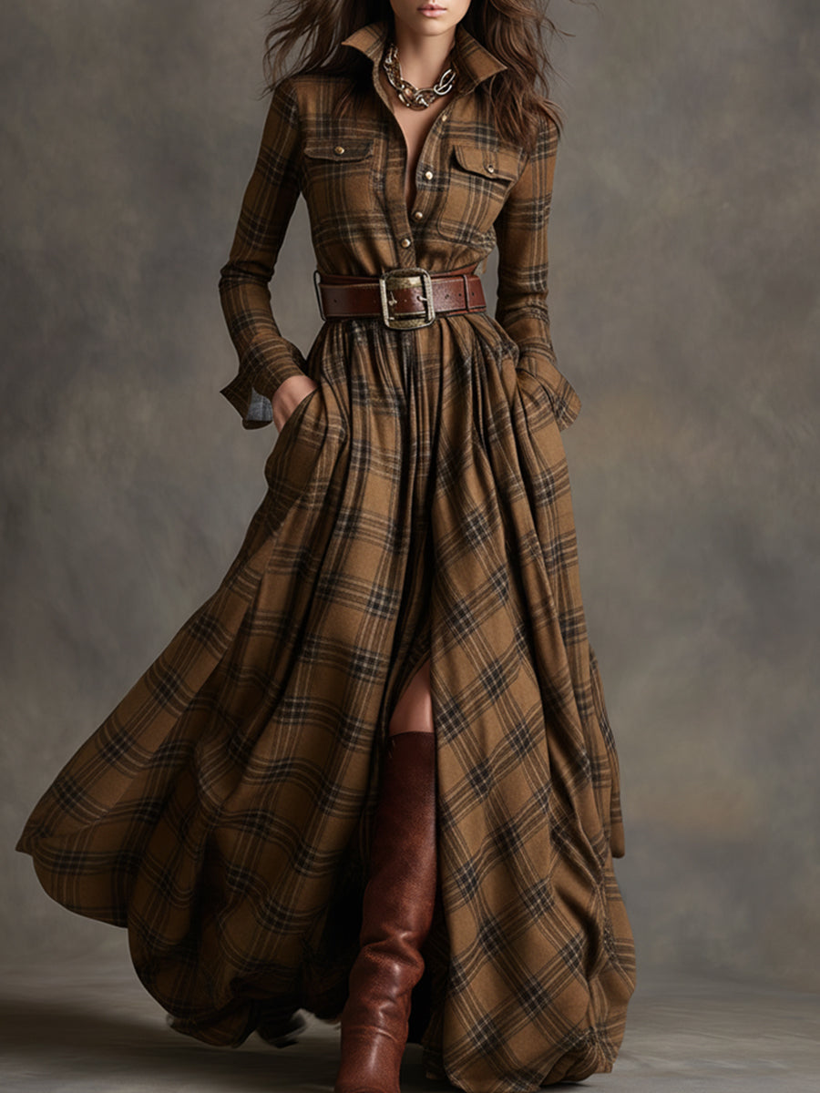 Harper™ | Maxi Checked Shirt Dress