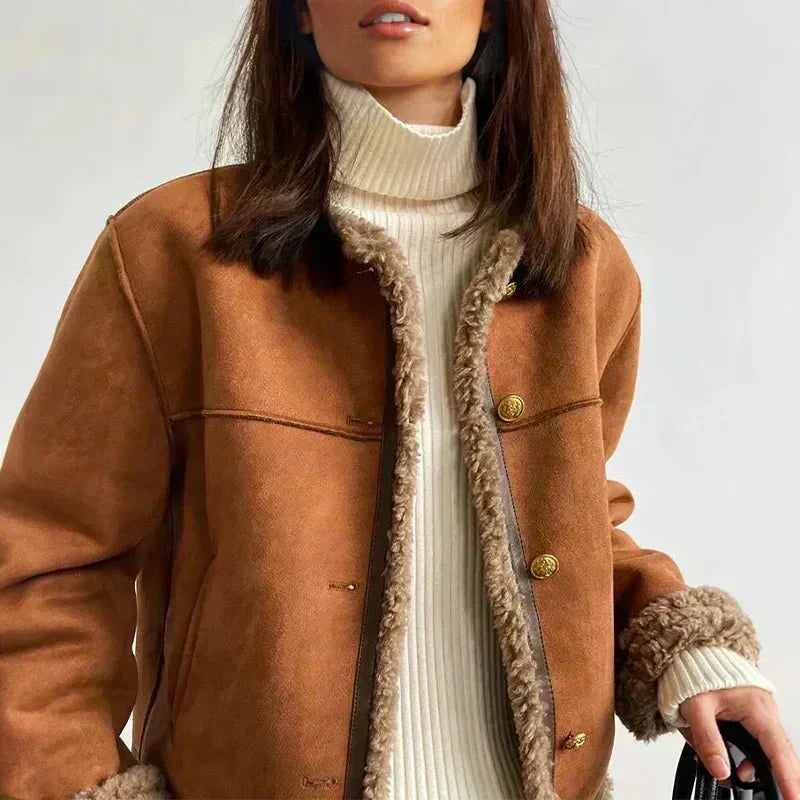ANNA | Sheepskin Jacket with Button Detail
